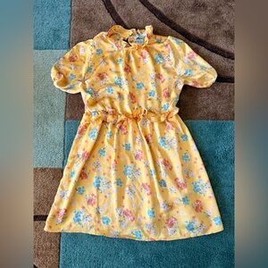 Floral Yellow Satin Silk Mini Dress